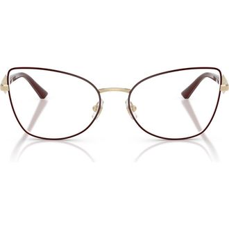 Jimmy Choo London 53mm Cat Eye Optical Glasses in Pale Gold/Red /Demo Lens at Nordstrom
