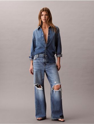 Calvin Klein Jeans Calvin Klein Womens Low Rise Baggy Jeans - Medium Blue - 25W x RL