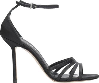 NCUB Zwarte Satijnen Enkelbandhakken - Dames - Sandalen met hakken - Zwart - 36 EU - Satijn - Schoenen
