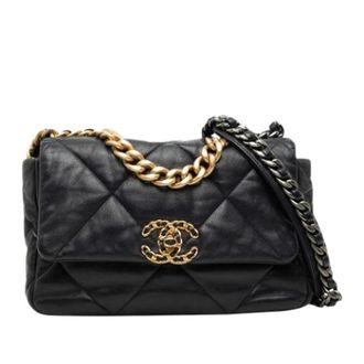 Chanel Pre-owned Medium 19 Flap Bag - Dames - Vintage Schoudertas - Blauw - ONE Size - Leer - Vintage