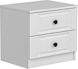 Dmora Dmora - Mesa De Noche Leonis, C&oacute;moda Baja, Mesilla De Noche, Estante De La Cama, 72x42 H77 Cm, Blanco