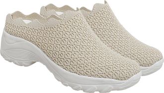 Supvox Heighten Casual Shoes for Women and Men, Beige Slip-On Breathable Platform Footwear, Anti-Skid Outdoor and Working Leisure Sneakers