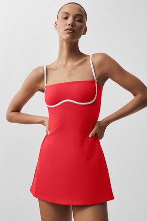 Alo | Airbrush Streamlined Dress in Bright Red/White, Size: Medium