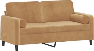 vidaXL Sof&aacute; De 2 Plazas Con Cojines Terciopelo Marr&oacute;n 140 Cm Vidaxl