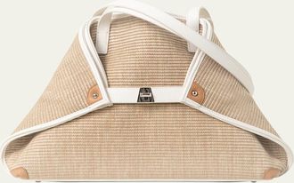 Akris Ai Raffia & Leather Tote Bag
