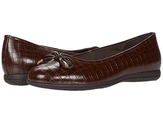Trotters Dellis Womens Shoes Dark Brown Croco Veg Calf Leather : 10 N (AA)