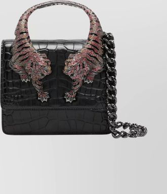 Roberto Cavalli crocodile texture cross-body bag with chain strap