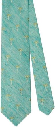 Robert Talbott Robert Palm Silk Linen Best of Class Necktie in Aqua at Nordstrom