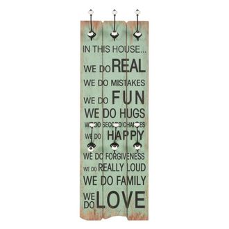Berkfield Home Wall-mounted Coat Rack with 6 Hooks 120x40 cm HAPPY LOVE
