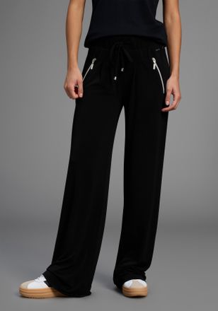 Laura Scott Jerseyhose LAURA SCOTT, Damen, Gr. 34, N-Gr, schwarz, Interlock, Obermaterial: 95% Polyester, 5% Elasthan, comfort fit lang, Hosen Jerseyhose, Bequeme