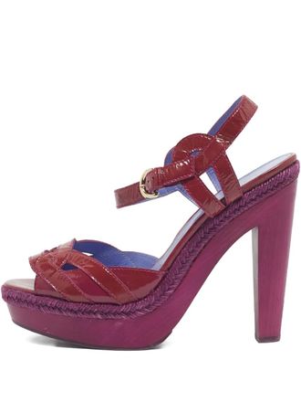 Sergio Rossi 1197048 patent platform sandal - Red