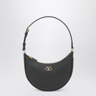 Valentino Garavani Vlogo Signature Mini Hobo Bag aus schwarzem Leder