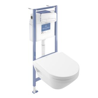 Villeroy & Boch Pack Inodoro Suspendido Sin Reborde Villeroy&boch Architectura Twistflush [e&sup3;] Redondo + Bastidor De Instalaci&oacute;n Suelo Y Pared + Placa Blanca