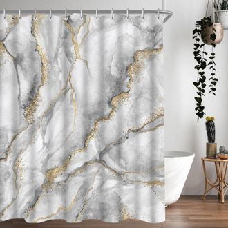 OEM Cortina De Ducha Lelore Marble, 180 X 200 Cm, Dobladillo Con Peso, Material Resistente Al Moho, Impermeable, Lavable, Poli&eacute;ster, Para Ba&ntilde;os - Crezuo