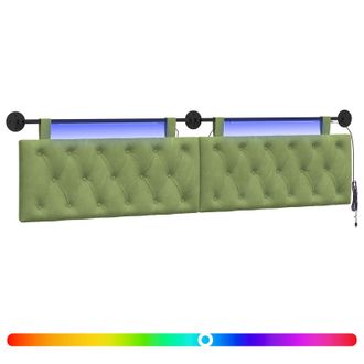 vidaXL Cabecero Colgante Con Luz Led Verde Claro Terciopelo Vidaxl