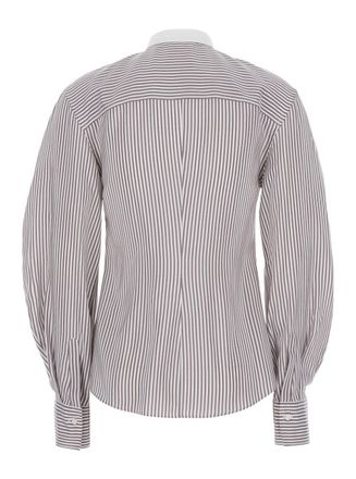 Brunello Cucinelli Striped Silk Shirt - Beige