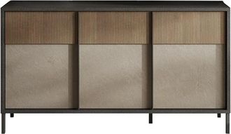 Calicosy Aparador 3 puertas y 2 estantes L156 cm - Efecto Gris y Madera