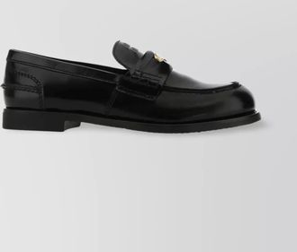 Miu Miu leather loafers with stacked heel and metal detail