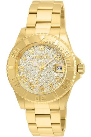Invicta Angel 22707 Dames Horloge - Quartz Uurwerk - Roestvrij Staal met gouden Wijzerplaat - 40mm