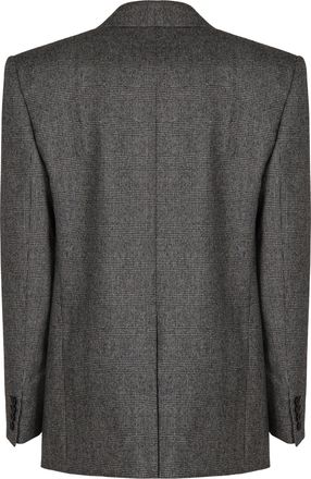 Saint Laurent Mens Flannel Jacket Prince Of Wales Wool Black-Chalk Suit & Dinner Black/chalk