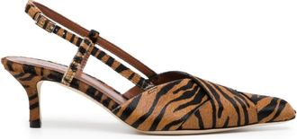 Rejina Pyo 50mm leather slingback pumps - women - Calf Leather/Lamb Skin/Calf Hair - 37 - Brown