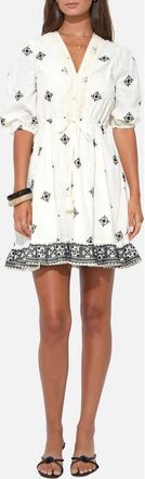 Adelyn Rae Soraya Embroidered Cotton Minidress in Ivory/Black at Nordstrom, Size Medium