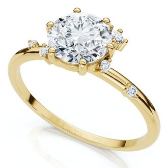 Pompeii3 1Ct Diamond Flame Engagement Ring 14k Gold Lab Grown EF/VS