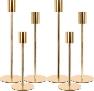 OEM Juego De 6 Candelabros Altos De Metal Dorado Para Decoraci&oacute;n De Bodas Y Salas De Estar