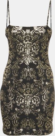 Alice & Olivia Alice + Olivia Black Floral Foil Print Fifi Mini Dress