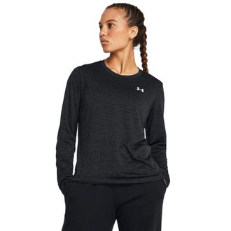 Under Armour Womens Tech Twist Long Sleeve Crew T-Shirt, (001) Black/Jet Gray/White, Large
