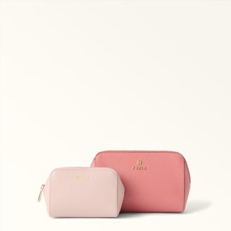Furla Camelia Beauty Case Rosewood Rosa Pelle Stampata Donna