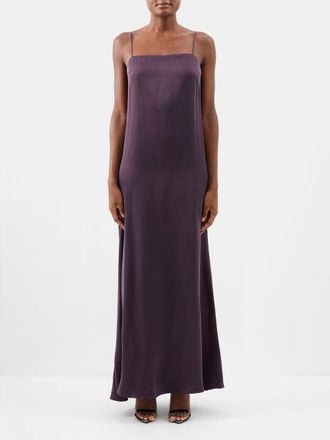 Raey Straight-neck Cupro Maxi Slip Dress - Womens - Burgundy - 4 UK