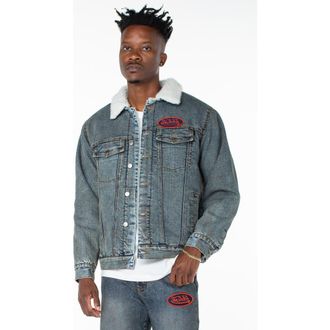 Von Dutch Piston Denim Trucker Jacket in Hazestone at Nordstrom, Size X-Large
