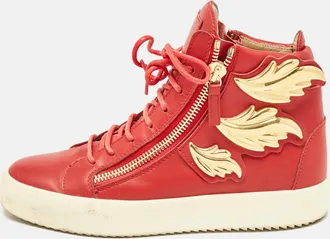 Giuseppe Zanotti Red Leather Coby High Top Sneakers