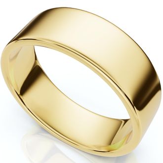 Pompeii3 7mm Flat High Polished Wedding Band 10K Yellow Gold Size Selectable