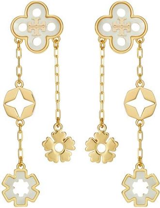 Tory Burch forget me not drop earrings in Tory Gold /Mother Of Pearl at Nordstrom