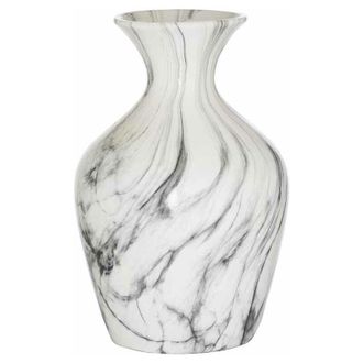 Hill Interiors Marble Ellipse Large Vase - Ceramic - L23 x W23 x H36 cm - Grey/White
