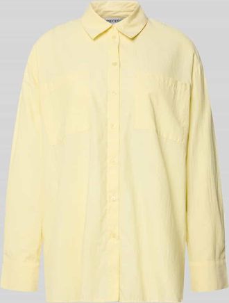 Pieces Loose Fit Hemdbluse mit Baumwoll-Anteil Modell MELIA in Hellgelb, Gr&ouml;&szlig;e XS