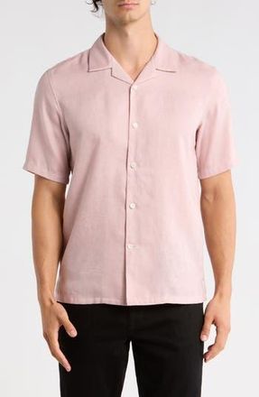 Theory Daze Short Sleeve Linen Button-Up Shirt in Viola at Nordstrom Rack, Size Xx-Large