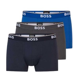 HUGO BOSS Heren Bodywear Logo Boxershorts (Set van 3) (Zwart/Navy Blue/Blauw)