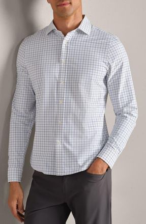 Rhone State of Mind Slim Fit Button-Up Shirt in Pacific Green Mini Windowpane at Nordstrom, Size Medium