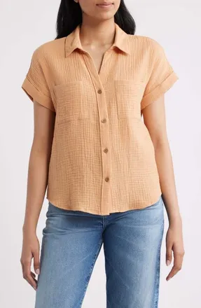 Beach Lunch Lounge Chicago Gauze Shirt in Caramel at Nordstrom, Size X-Small