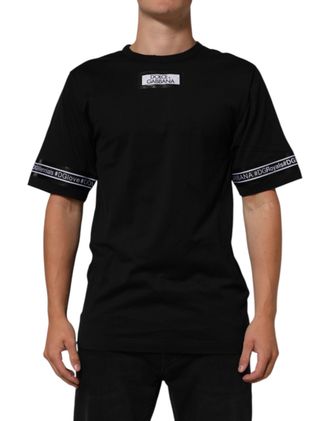 Dolce & Gabbana Black DGRoyals Cotton Men Crew Neck IT Mens T-shirt