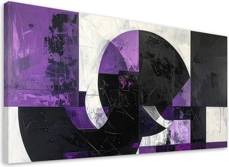 Feeby Cuadro Sobre Lienzo, Abstracci&oacute;n Moderna Textura Violeta, 120x60