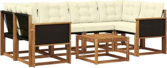 vidaXL Conjunto De Sof&aacute;s De Exterior 7 Uds. Natural Y Crema Vidaxl