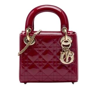Dior Pre-owned Lady Dior Mini Bag - Dames - Pre-owned - Rood - Maat: ONE Size Leer