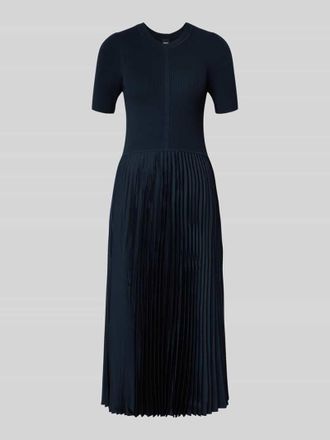 HUGO BOSS Figurbetontes Midikleid aus Viskose-Mix Modell FADRIDI in Marine, Gr&ouml;&szlig;e XS