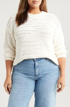 Vince Camuto Pointelle Crewneck Sweater in Coconut Milk at Nordstrom Rack, Size 2X