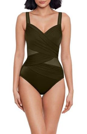 Miraclesuit Network DD Madero Mesh Detail One-Piece Swimsuit in Dark Green at Nordstrom Rack, Size 12
