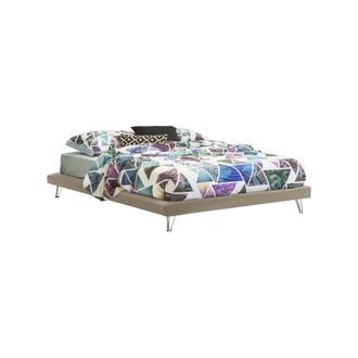 Dmora Dmora - Cama Matrimonial Dferron, Cama Fija En Tela Con Pies, 100% Made In Italy, Adecuado Para Colch&oacute;n 160x190 Cm, Beige